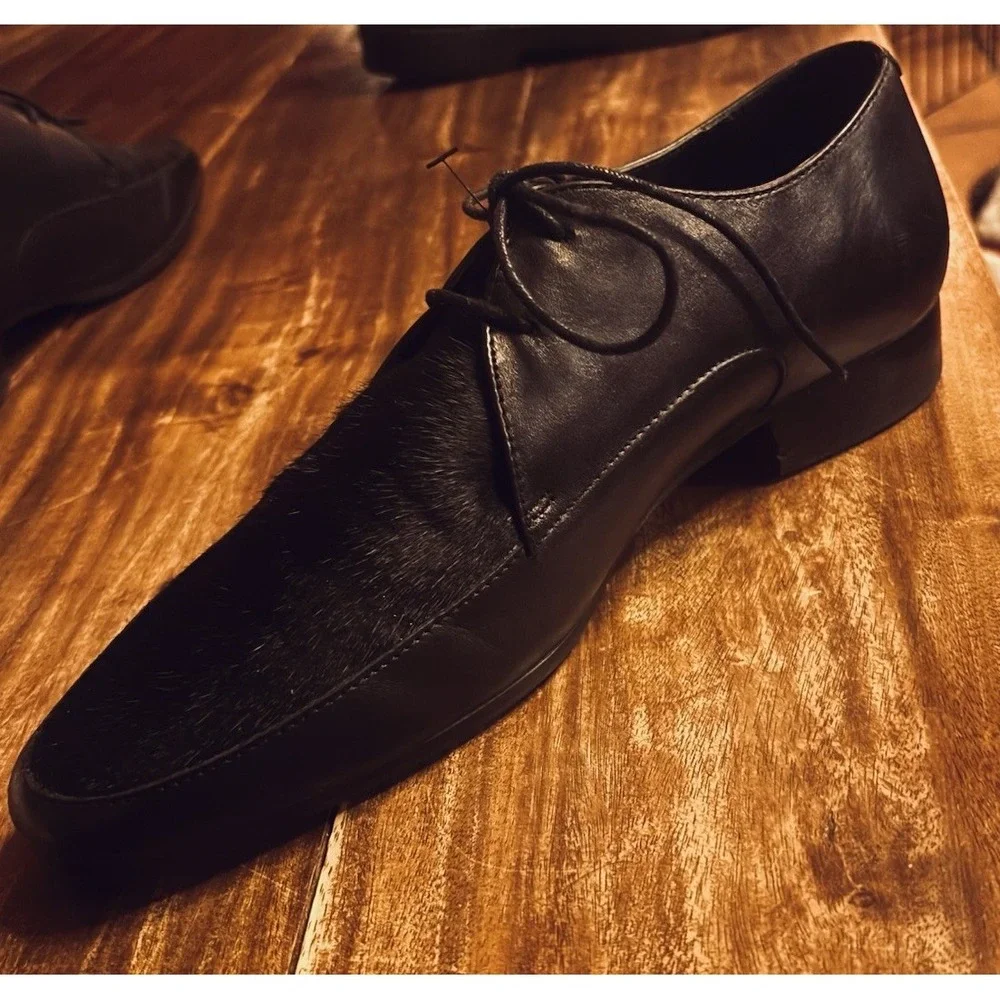 Aldo Jarom Men's Lace Up Derby Mixed Material  Shoes Leather Base W/ Pony Hair 9